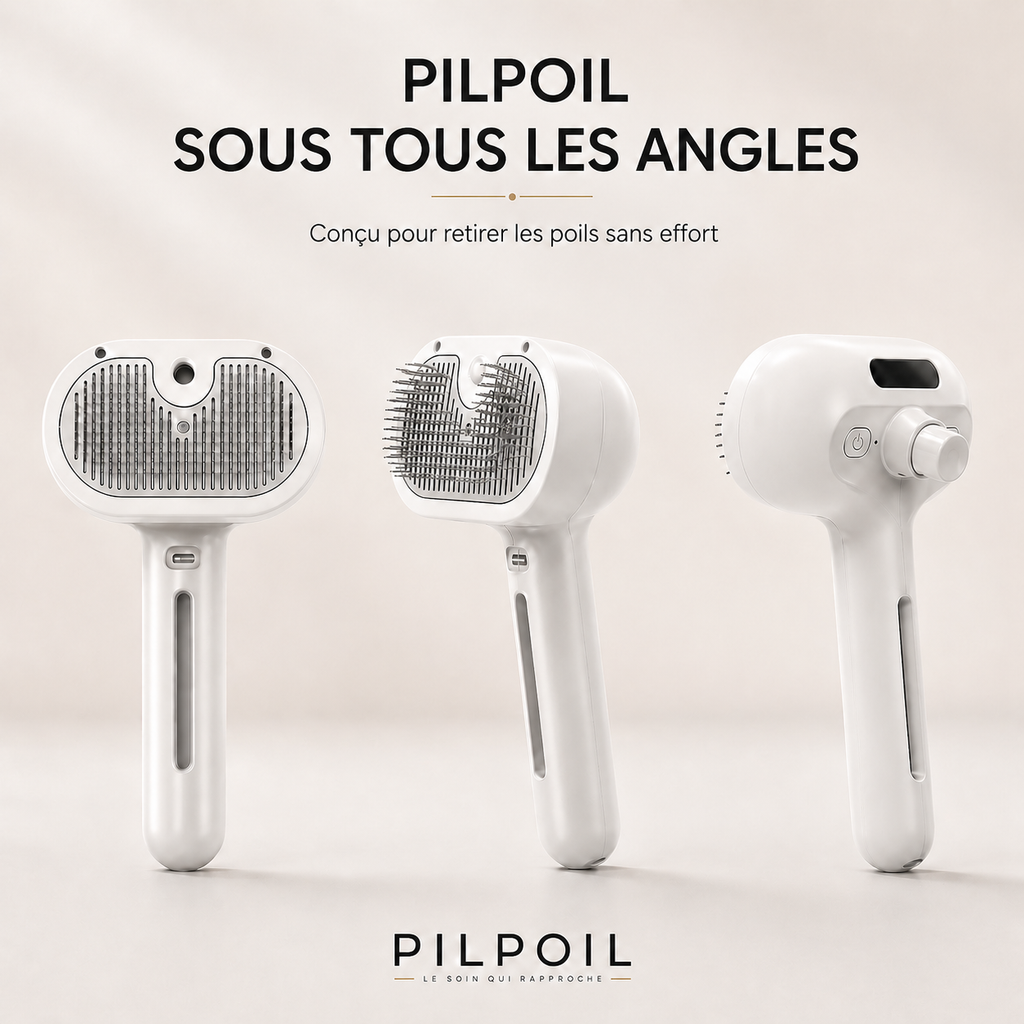 Brosse PilPoil compacte et légère — idéale pour brosser son chien ou son chat au quotidien